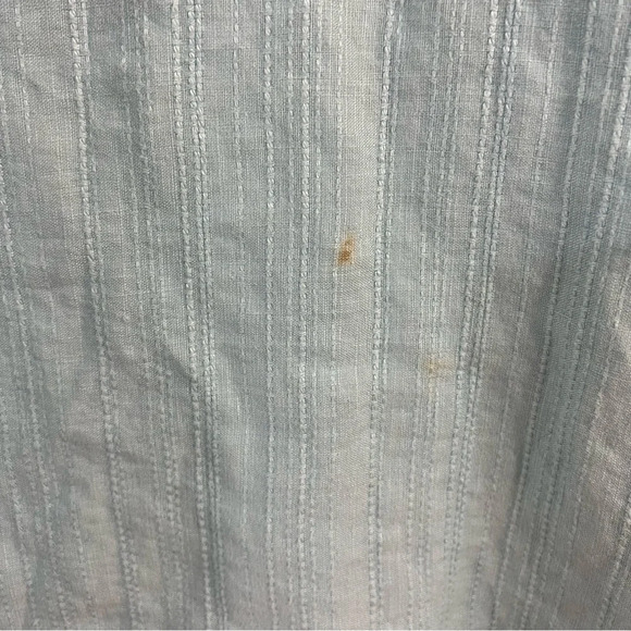 JM Collection Sky Baby Blue Button Up Shirt 14 Embroidered Stripes 100% Linen - Picture 4 of 7